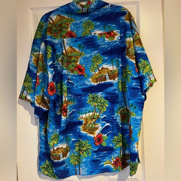 Alvish Blue Floral Hawaiian Short Sleeve Lightweight  Button Down Men’s XXL - Picture 4 of 5